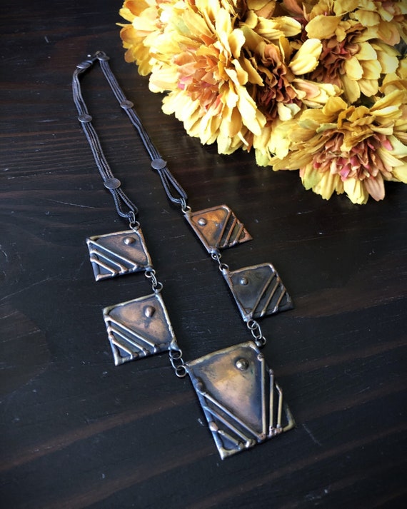Vintage Copper Necklace/Hand Crafted Copper Necklace/… Gem