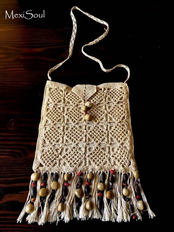 Vintage 1970's Crochet Shoulder Bag/Re*styled Vin… - image 3