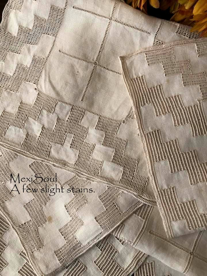 Vintage Set/6 Pulled Thread Work Linen Placemats/vintage - Etsy