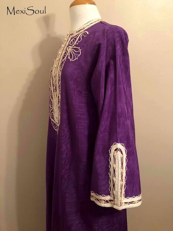 Vintage 1970's Purple Moire Moroccan Caftan Maxi … - image 3