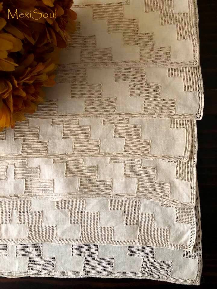 Vintage Set/6 Pulled Thread Work Linen Placemats/vintage Linen/wedding ...