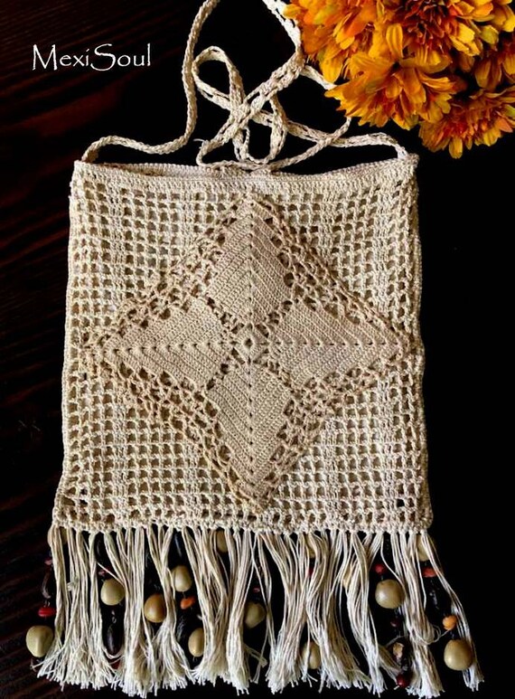 Vintage 1970's Crochet Shoulder Bag/Re*styled Vin… - image 7