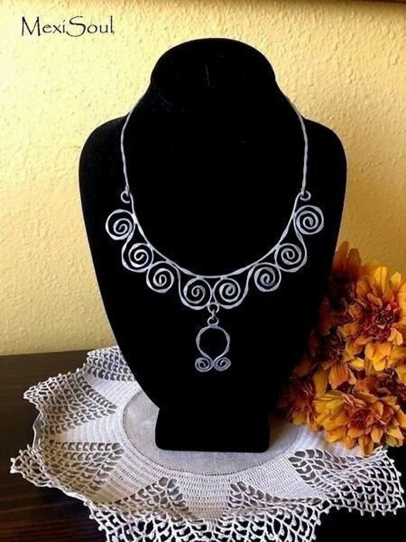Vintage Metal Scroll Necklace/Hand Crafted Neckla… - image 1