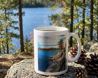Taza de cerámica con estampado de pintura de paisaje original de AW – Taza de café para amantes de la naturaleza