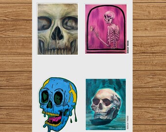 Adesivi originali AW - Fogli di adesivi con teschi colorati / Adesivi dipinti, Decorazioni di Halloween, Accessori per planner, Regali unici, Decorazioni per la casa