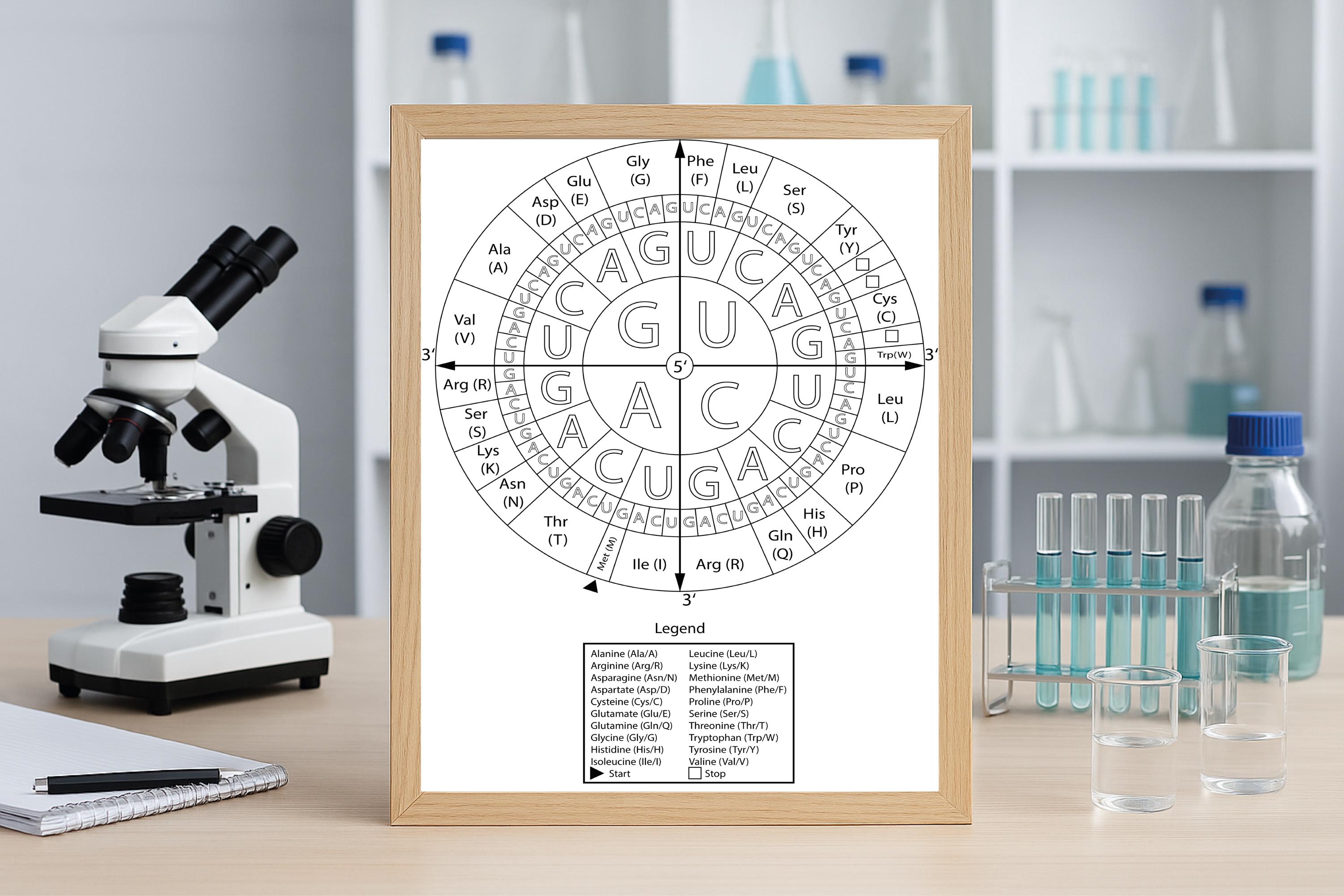 Codon Wheel Coloring Page – Genetic Code Poster for Biology Students ...