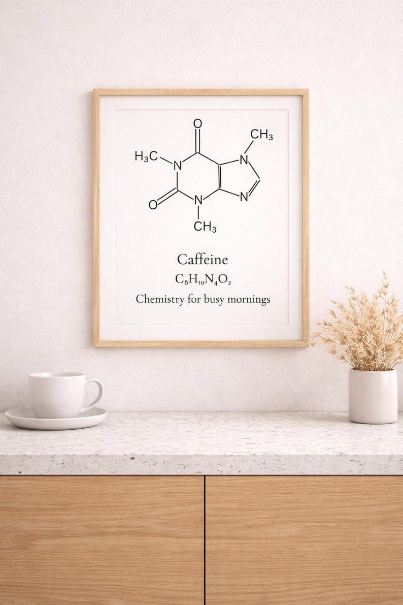 Coffee Wall Art Printable - Caffeine Molecule Print, Coffee Bar Decor ...