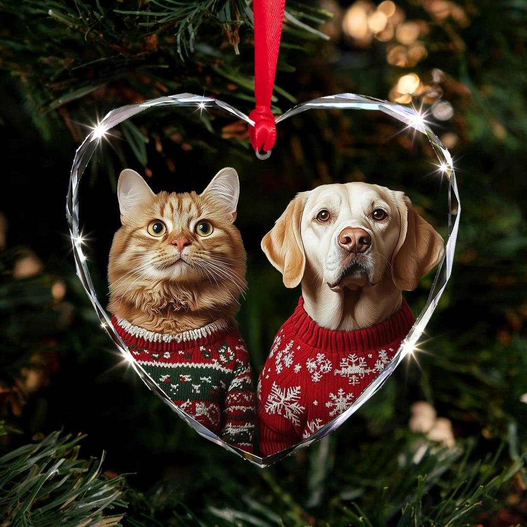 Custom Royal Pet Portrait Glass Ornament Personalized Christmas ...
