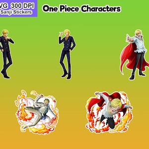 One Piece Sanji Sticker Pack - 9 PNG 9 SVG Digitale Aufkleber für Cricut Crafts Scrapbooking DIY-Projekte