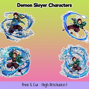 Demon Slayer Tanjiro Sticker Pack - 12 PNG 12 SVG Digital Stickers Kamado Tanjiro Bundle for Cricut Crafts DIY Projects