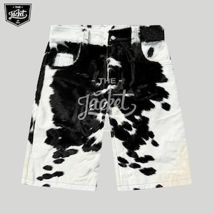 Original cowhide hair on hide western style shorts authentic western style, handcrafted western wear shorts, men leather shorts, men gift