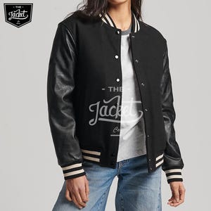 Chaqueta universitaria personalizada con letras para mujer, chaqueta universitaria para mujer, chaqueta universitaria con letras personalizadas, chaqueta para niña, regalo para ella, chaqueta universitaria negra.