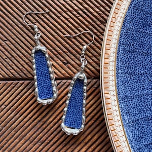 Blue Broken China Earrings