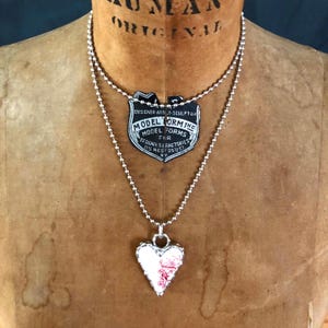 Broken China Jewelry Necklace Cherry Red/White Transferware,Heart Broken China Pendant, China Pendant. Gift for Her, Birthday Gift.