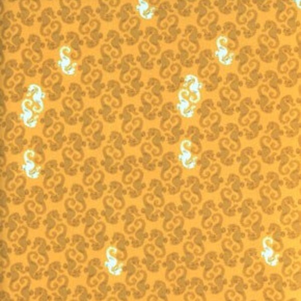 FAT QUARTER Heather Ross Original Mendocino Gold Seahorses