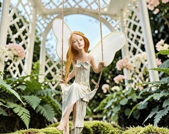 Figurine de fée fleur avec des ailes - Statue de jardin unique faite main, ornement de décoration extérieure