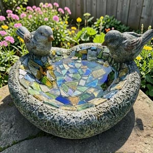 Plateau de bain pour oiseaux - Bain d'oiseaux extérieur, décoration de jardin, plateau d'eau pour oiseaux en résine, décoration décorative pour pelouse de patio,