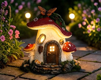 Lampe solaire pour maison de fée champignon – Déco de jardin féerique unique et fantaisiste