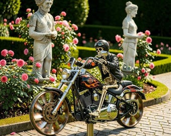 Toupie à vent pour moto, piquet de jardin cinétique en métal 2D, art déco de jardin de motards