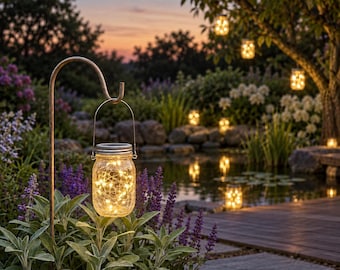Guirlande lumineuse solaire pour bocaux Mason - Insert LED étanche, lumière blanc chaud, décoration pour lanternes de jardin
