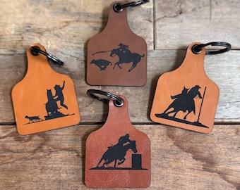Cowgirl Rodeo Events Cow Tag Keychain Collection: Western Gift