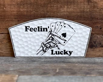 Lucky Aces Golf Patch: Skeleton Hand Leatherette - Golfer Gift