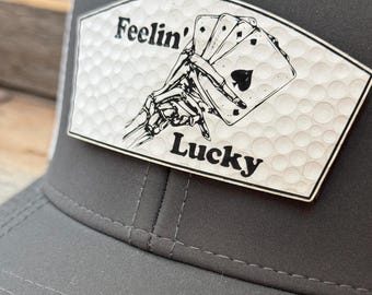 Feelin’ Lucky Golf Patch Hat: Skeleton Hand Aces - All In