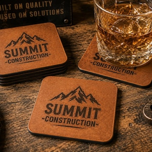 Custom Logo Coasters for Businesses, Engraved, Logos, Corporate Gifts, Promotional Products, Client Gifts, Brewery, Restaurants, Realtors