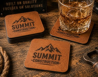 Custom Logo Coasters for Businesses, Engraved, Logos, Corporate Gifts, Promotional Products, Client Gifts, Brewery, Restaurants, Realtors
