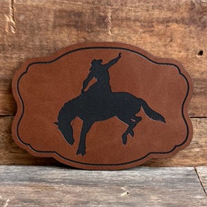 Saddle Bronc Leatherette Patch - Rodeo Event - Cowboy Gift - Western Buckle - Camo Hat