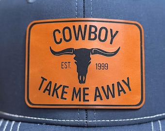 Cowboy Take Me Away Leatherette Patch: Western Hat & Bag Applique