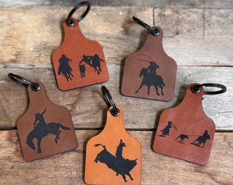 Cowboy Rodeo Cow Tag Keychain Collection: Western Gift Set