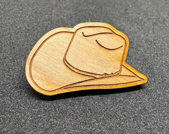 Wooden Western Cowboy Hat Pin