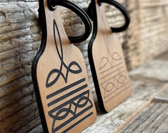 Boot Stitch Cow Tag Keychain: Western Rodeo Gift