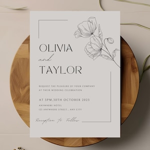 Partecipazioni matrimonio - Invito Bianco Minimal Elegante - Invito Nozze Facile da Modificare su Canva - Stampa Rapida - Design e Moderno