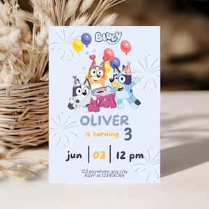 Invito Compleanno Bluey Personalizzabile – File Digitale 5x7” da Stampare o Inviare | Festa Bimbo Tema Cartoni - Invito Bluey bimbo