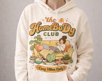 Homebody Club PNG – Cozy Vibes Vintage Graphic (Digital Download)