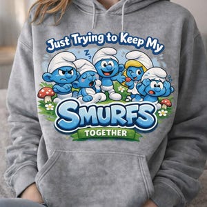 Lustige Schlümpfe Hoodie, Mom Life Cartoon Grafik Pullover