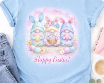 Easter Gnomes PNG Design, Bunny Gnomes, Pastel Floral Clipart (Digital Download)