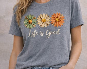 Life is Good Daisy Shirt, Vintage Floral Boho Tee (Digital Download)