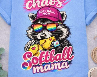 Wild Softball Mom Raccoon PNG, Funny Game Day Shirt Design (Digital Download)