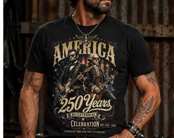 250 Years Bicentennial Celebration PNG, Washington Lincoln Guitar Design (Digital Download)