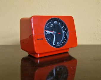 Retro alarm clock Krups model 672 Comfortime 3 - Orange 1970s Space Age aesthetic - Made in Germany