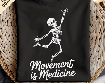 Beweging is medicijn png, skelet dansen png, fysiotherapie png, fitnessmotivatie png, yoga png, dans png, workoutsublimatie
