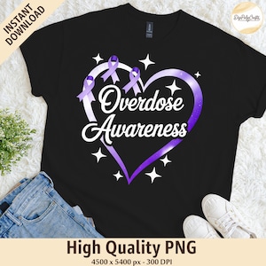 Sensibilisation aux surdoses png, Ruban violet coeur png, Prévention des surdoses png, Soutien à la santé mentale png, Conception par sublimation pour la récupération d&#39;une dépendance