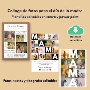 20 Collage de Fotos para el Día de la Madre, Plantilla Editable en Canva y PowerPoint. Sorprende a mamá con un recuerdo lleno de amor