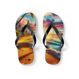 Tropical Beach Flip Flops - Vibrant Summer Sandals, Fun Vacation Footwear, Beach Party Essential, Gift for Travel Lovers, Summer Accessory