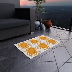 Sunshine Outdoor Rug, Summer Home Decor, Patio Mat, Boho Decorative Rug, Garden Area Rug, Indoor-Outdoor Carpet