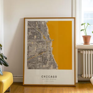 CHICAGO kaart afdrukken Verenigde Staten kaart poster cadeau stad kaart minimalistische kunst Chicago reizen afdrukken Wall Art Poster Chicago muur afdrukken digitaal bestand