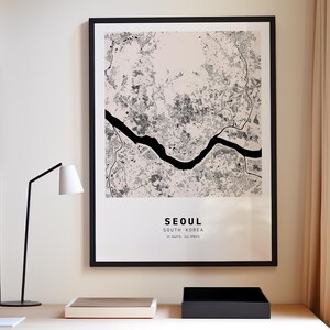 Mapa de SEUL, Coreia do Sul, impressão de mapa personalizado, presente, arte minimalista, mapa de rua do país, impressão de mapa de Seul, pôster, mapa da Coreia, presente para ela, presente para ele